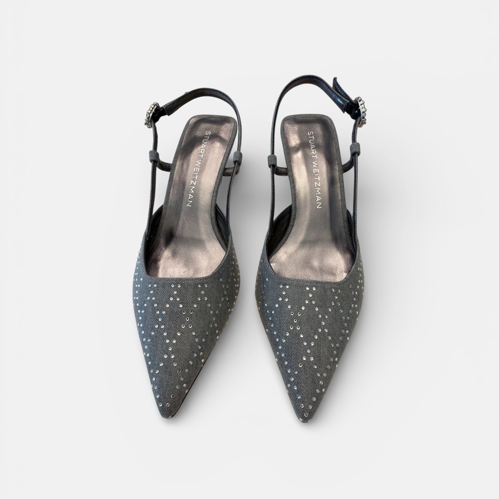 Stuart Weitzman Silver Slingback Heels - Picture 2 of 7
